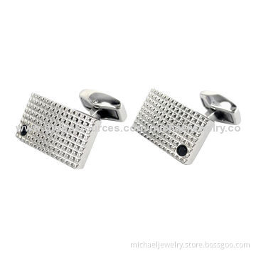 Stainless Steel Cufflinks with Black Crystal PP Stones, Concise and Popular